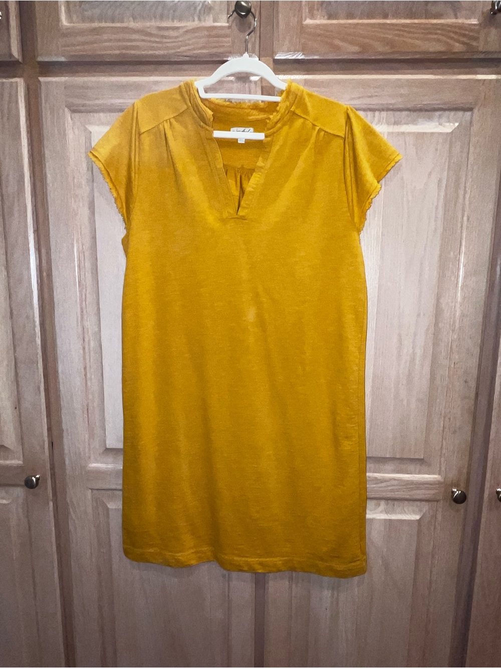 Wonderly Mustard Short-Sleeve V-Neck Dress
